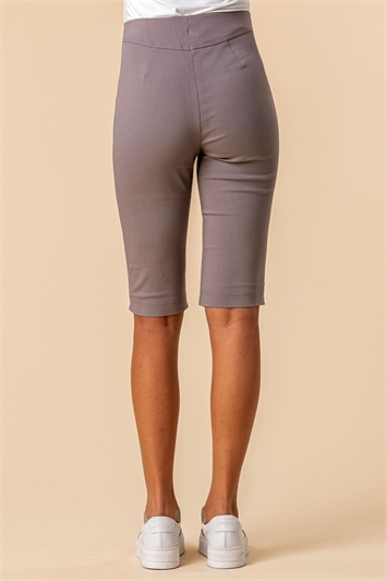 Taupe Knee Length Stretch Shorts, Image 2 of 4