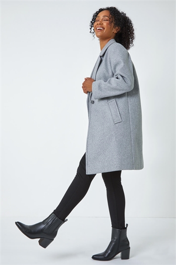Grey Petite Smart Longline Coat
