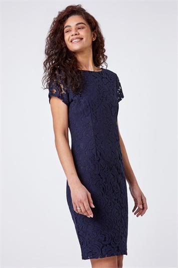 Blue Lace Fitted Dress