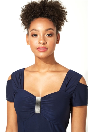 Diamante Cold Shoulder Maxi Dress