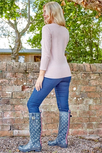 Pink Diamante Studded Jumper, Image 3 of 4