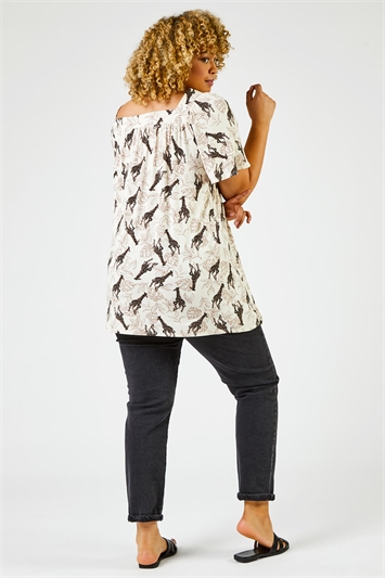 Natural Curve Animal Print Square Neck Top, Image 2 of 5