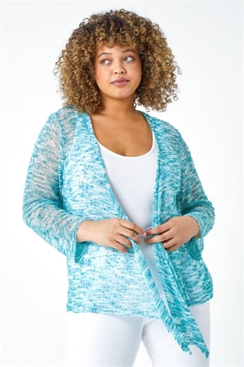 Blue Curve Knitted Waterfall Cardigan