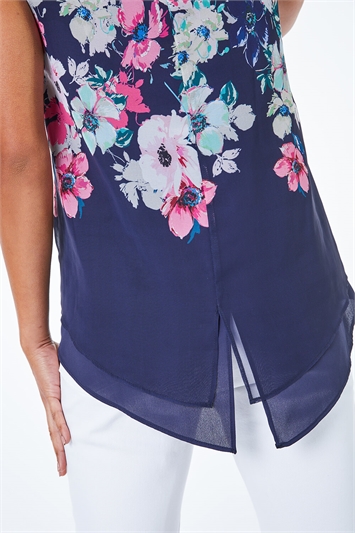 Navy Petite Floral Layered Vest Top, Image 4 of 5