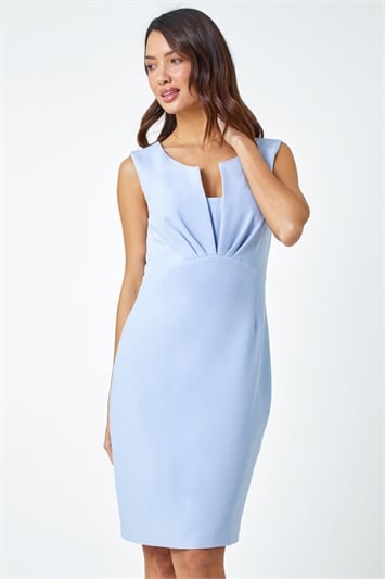 Blue Sleeveless Textured Bodycon Dress
