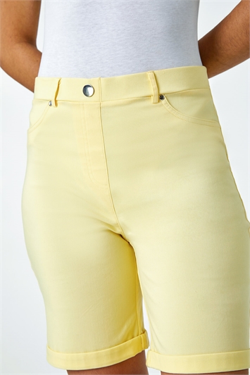 Yellow Turn Up Stretch Shorts