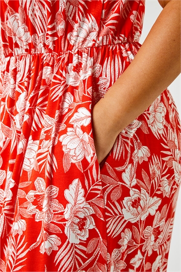 Red Curve Tropical Floral Print Maxi Dress, Image 5 of 5