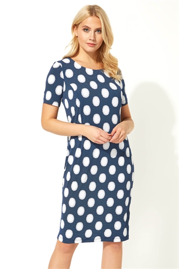 Multi Polka Dot Print Shift Dress