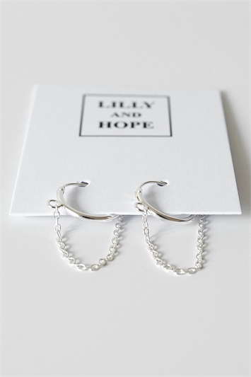 Silver Hoop Chain Earring, Image 2 of 2