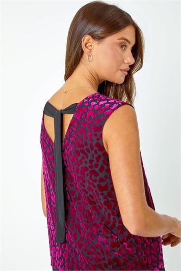 Pink Textured Animal Tie Back Stretch Top