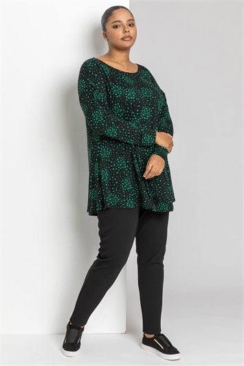 Green Curve Star Heart Print Jersey Top, Image 3 of 5