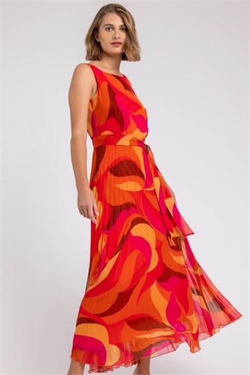 Abstract Print Pleated Maxi Dressand this?