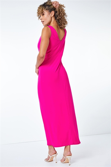 Pink Petite Twist Front Maxi Dress, Image 3 of 5