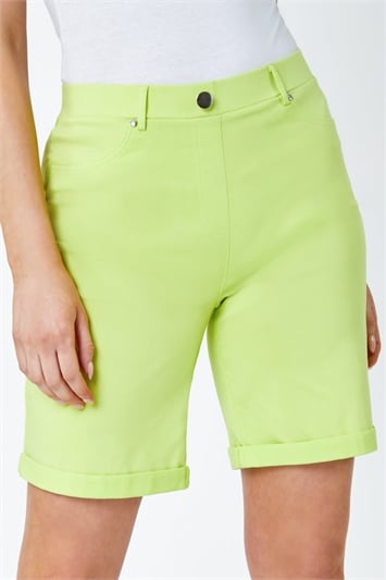 Green Turn Up Stretch Shorts