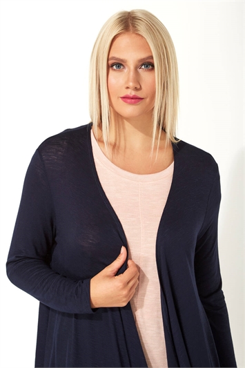 Navy Waterfall Front Jersey Cardigan, Image 4 of 5