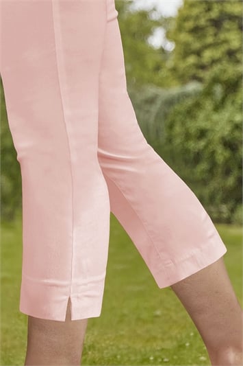 Polly Pink Cropped Ladies Pull On Trousers  The Classic Boutique