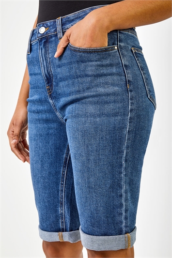 Denim Essential Stretch Knee Length Shorts, Image 5 of 6
