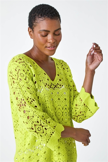 Green Cotton Crochet Tunic Top
