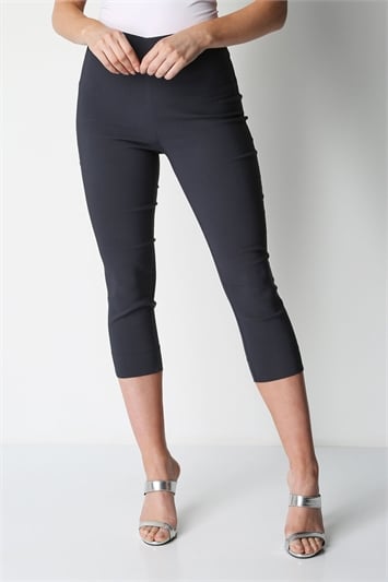 Dark Grey Cropped Stretch Trouser, Image 1 of 4