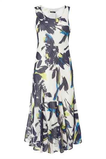 Navy Floral Bias Cut Midi Dress, Image 5 of 5