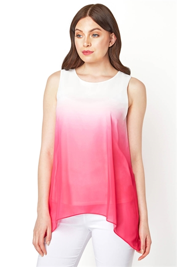 Pink Ombre Print Overlay Top