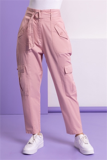 Light Pink Utility Pocket Cargo Trousers, Image 1 of 4