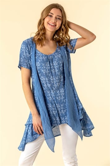 Floral Print Crinkle Tunic Topand this?