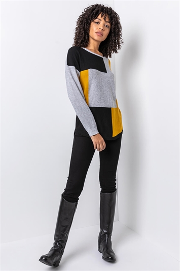 Amber Colour Block Ribbed Jumper, Image 3 of 5