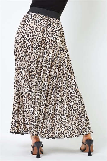 Beige Petite Animal Print Pleated Maxi Skirt, Image 2 of 4