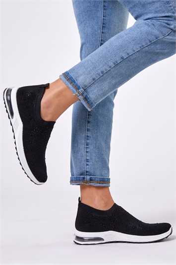 diamante slip on trainers