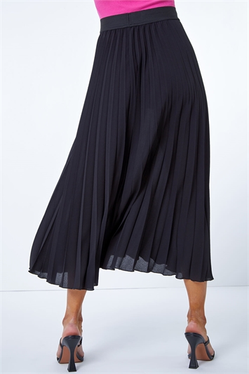 Black Petite Pleated Maxi Skirt, Image 2 of 4