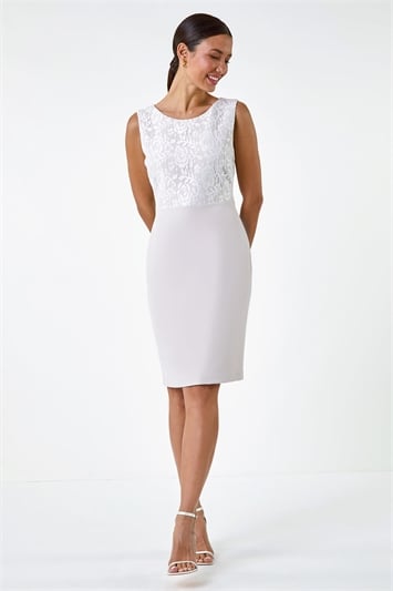 White Lace Bodice Shift Dress
