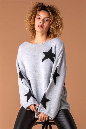 GREY Slouch Star Jumper, Image 4 of 5