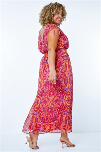 Red Curve Shirred Waist Maxi Dress, Image 3 of 5