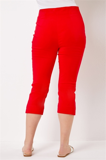 Red Curve Cropped Stretch Trouser, Image 3 of 5