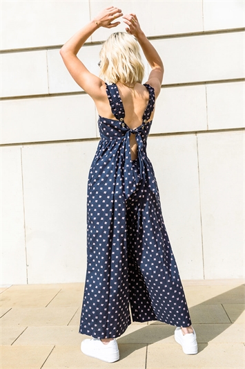 Navy Wide Leg Oversized Relaxed Jumpsuit, Image 3 of 5