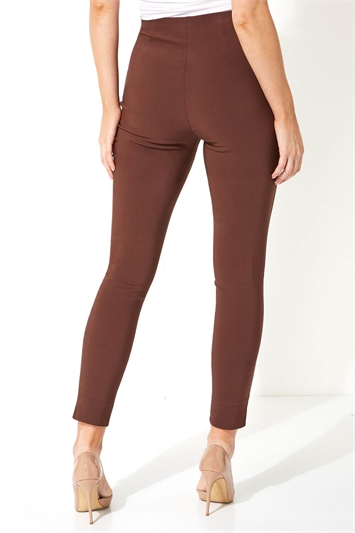 Brown Full Length Stretch Trousers, Image 2 of 5