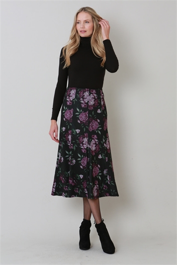 Plum Julianna Floral Print Midi Skirt