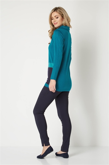 Teal Colour Block Tunic , Image 2 of 4