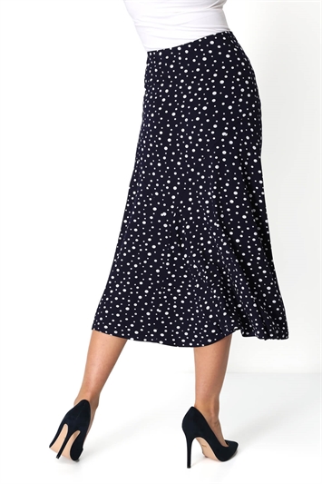 Elasticated Spot Print Skirt in Navy - Roman Originals UK