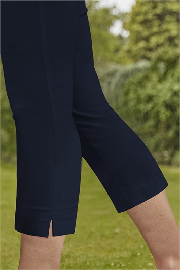 Navy Petite Cropped Stretch Trousers, Image 3 of 4
