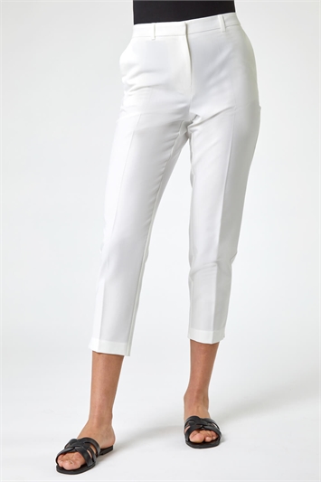 Ivory Smart Tapered Stretch Trousers