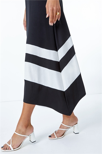 Black Border Print Jersey Stretch Midi Dress, Image 5 of 5