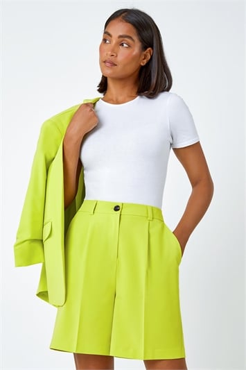 Green Tailored Stretch Shorts
