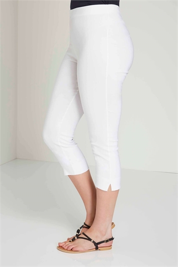 Cropped Stretch Trouser in White - Roman Originals UK