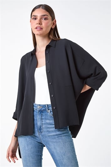 Black Relaxed Smart Stretch Shirt