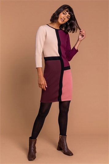 Rose Colourblock Print Jumper Dress, Image 3 of 5