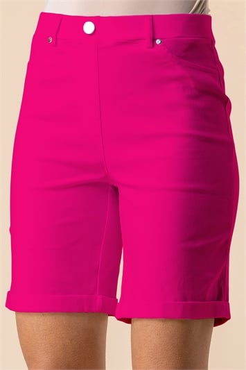 Pink Turned Hem Stretch Shorts