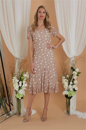 Cream Julianna Spot Print Bias Cut Dress