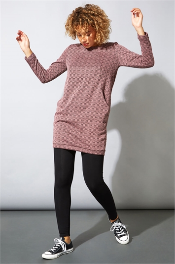 Check Detail Textured Tunic Dress